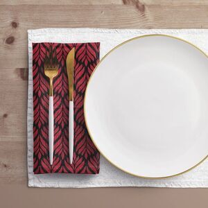 NWT Porter Anna- Red & Black Cotton Napkin 4-set, Palm